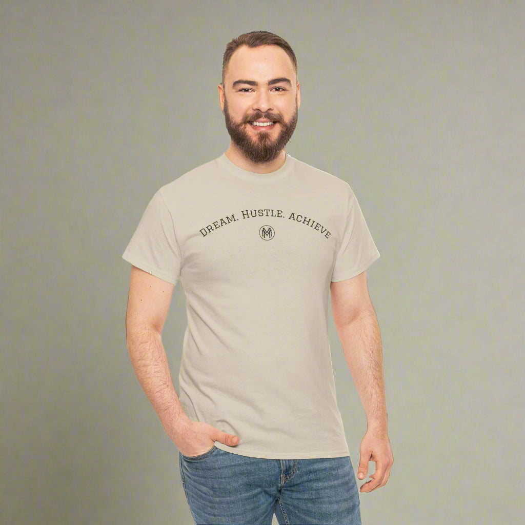 "Dream. Hustle. Achieve." Classic Fit Tee (Sand)