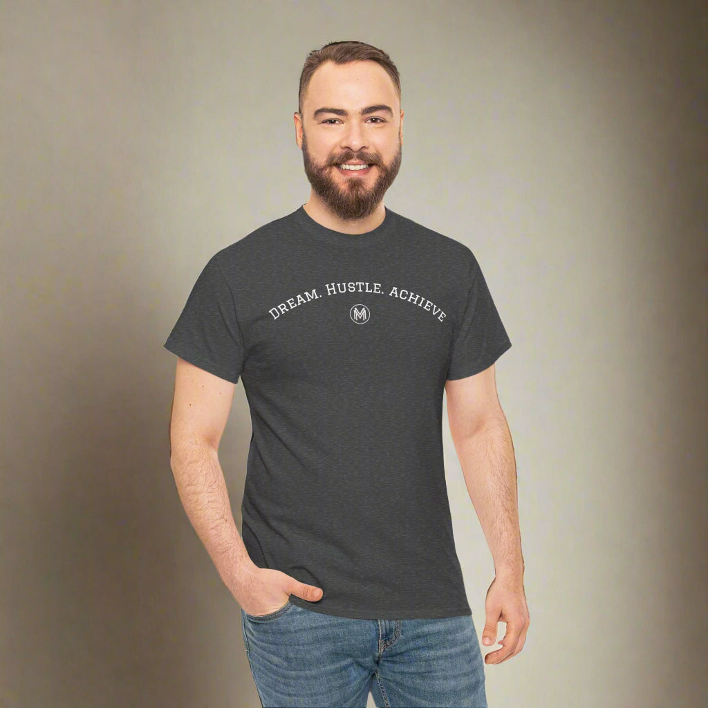 "Dream. Hustle. Achieve." Classic Fit Tee (Gray)