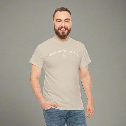 "Dream. Hustle. Achieve." Classic Fit Tee (Sand)