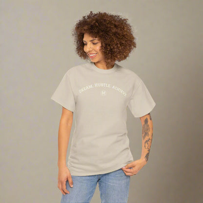 "Dream. Hustle. Achieve." Classic Fit Tee (Sand)