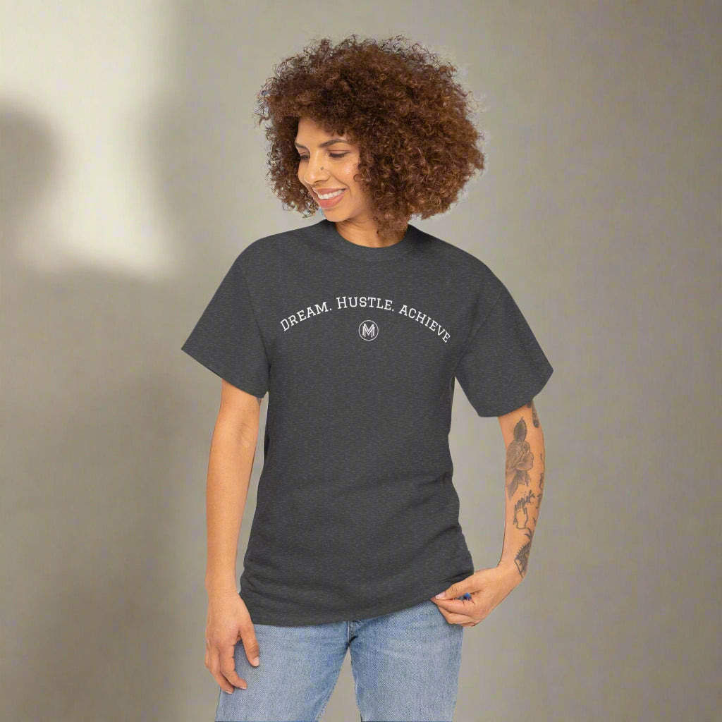 "Dream. Hustle. Achieve." Classic Fit Tee (Gray)
